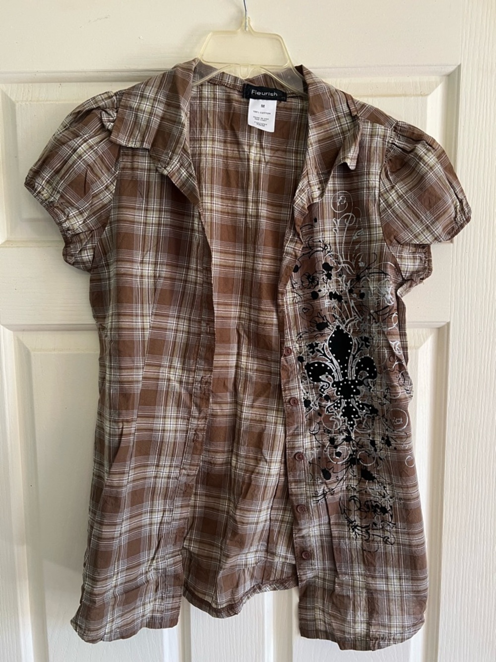Fleurish Brown and Cream Plaid Cotton Shirt